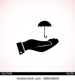 umbrella with hand icon