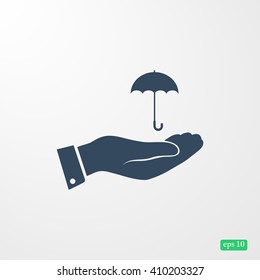 umbrella with hand icon