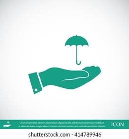 umbrella with hand icon