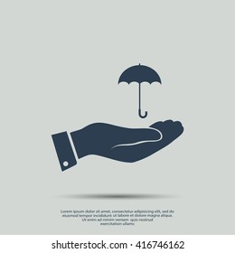 umbrella with hand icon