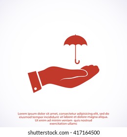 umbrella with hand icon