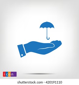 umbrella with hand icon