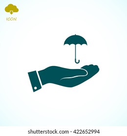 umbrella with hand icon