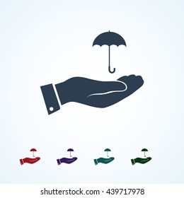 umbrella with hand icon