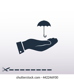 umbrella with hand icon