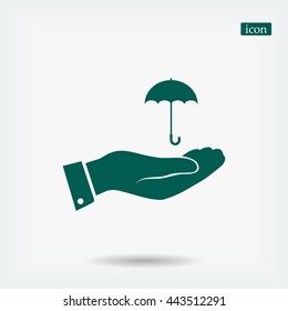 umbrella with hand icon