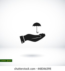 umbrella with hand icon