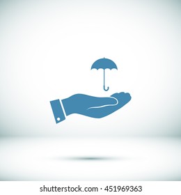 umbrella with hand icon