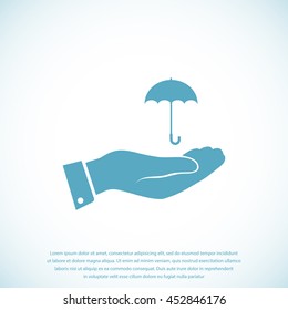 umbrella with hand icon