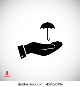 umbrella with hand icon