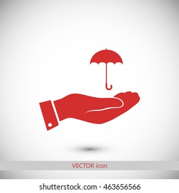 umbrella with hand icon