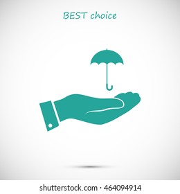 umbrella with hand icon