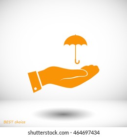 umbrella with hand icon