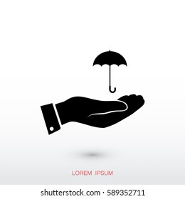 umbrella with hand icon