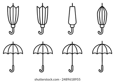 Diseño de descripción de arte de línea de manija de paraguas