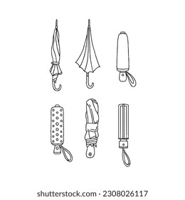 umbrella handrawn doodle illustration vector set