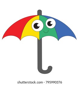 Umbrella happy cartoon. Outlined illustration with thin line black stroke