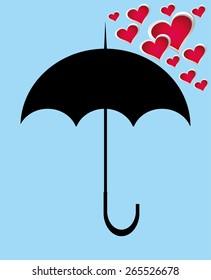 umbrella and heart graphic design vector art