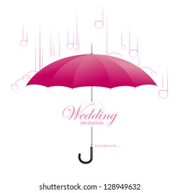 Umbrella with hearts, illustration by vector design.