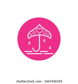 Umbrella with hearts logo template vector icon illustration design