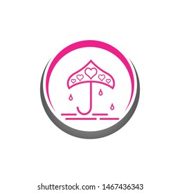 Umbrella with hearts logo template vector icon illustration design