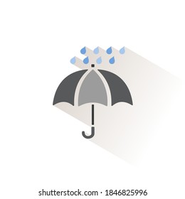 Umbrella and heavy rain. Isolated color icon. Weather vector illustration