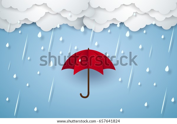 Umbrella Heavy Rain Rainy Season Paper Stock Vector (Royalty Free ...