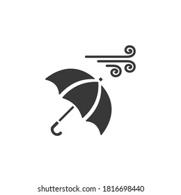 Umbrella and heavy wind. Isolated icon. Weather vector illustration