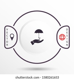 umbrella in his hand icon , lorem ipsum Flat design