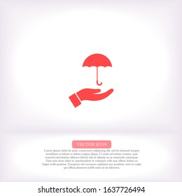 umbrella in his hand icon , lorem ipsum Flat design