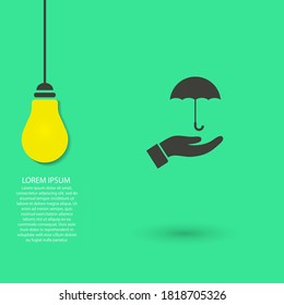 umbrella in his hand icon , lorem ipsum Flat design