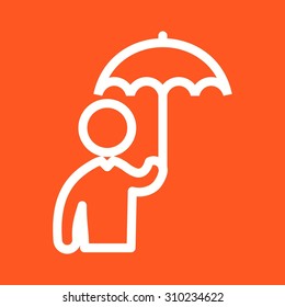 Umbrella, holding, protection icon vector image. Can also be used for activities. Suitable for use on web apps, mobile apps and print media.