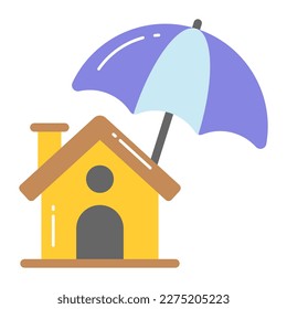 Paraguas con un vector de seguro de hogar, icono fácil de usar