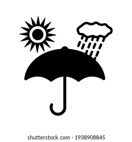 Umbrella, hot and rainy. Vector illustration of heat and wet save symbol on pack, isolated on blank background that can be edited and changed color. Perfect for code on packaging.