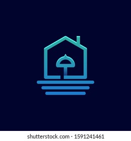 Umbrella House Illustration Vector Template. Suitable for Creative Industry, Multimedia, entertainment, Educations, Shop, and any related business