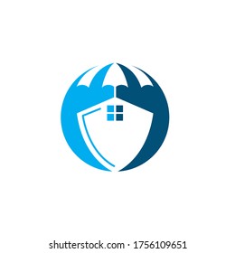 logotipo de la casa paraguas icono vectorial del diseño de la ilustración del seguro 