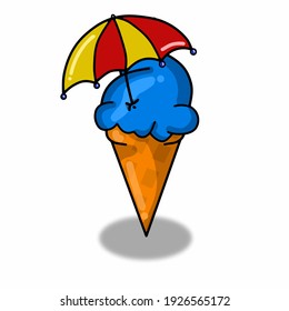 Ilustración de diseño de la plantilla del vector del carácter de helado de paraguas