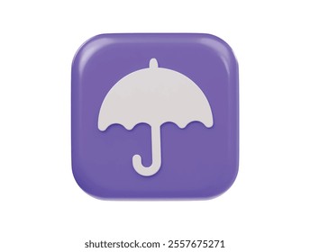 Umbrella icon 3d rendering illustration