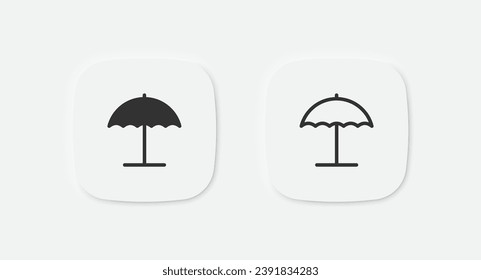 Umbrella icon. Beach parasol sign. Sun protection symbol. Vector isolated sign.