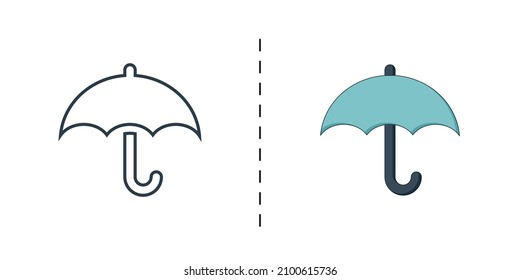 Umbrella icon, black and color, vector icon designed in filled, outline, line and stroke style can be used for web, mobile...