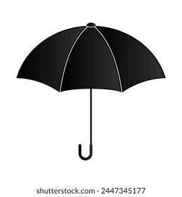 Umbrella icon. Black, minimalist icon isolated on white background. Umbrella simple silhouette. Web site page and mobile app design vector element.