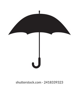 Umbrella icon. Black silhouette on white background. Vector illustration.