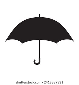 Umbrella icon. Black silhouette on white background. Vector illustration.