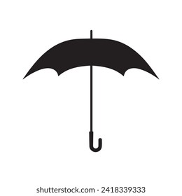 Umbrella icon. Black silhouette on white background. Vector illustration.