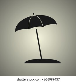 umbrella icon in black and white style, flat design
