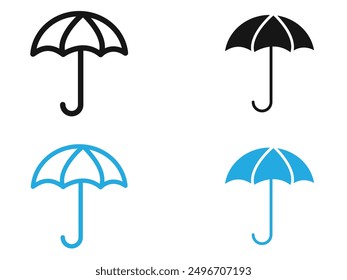 Signo de contorno de Vector blanco y negro del icono del paraguas