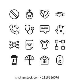 Umbrella icon with blockchain, no and coffee symbols. Set of blockchain, forbidden, cryptocurrency icons and doc concept. Editable vector elements for logo app UI design.