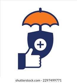 umbrella icon blue and orange insurance flat icon