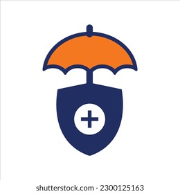 umbrella icon blue and orange insurance flat icon