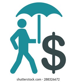 Umbrella icon from Business Bicolor Set. This flat vector symbol uses soft blue colors, rounded angles, and white background on a white background.